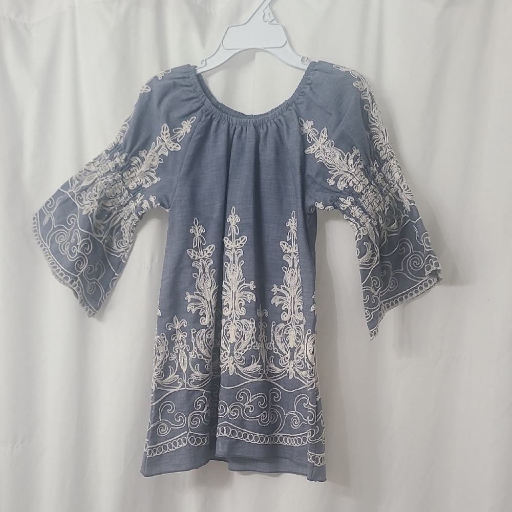 Elegant Blue and White Kids Dress